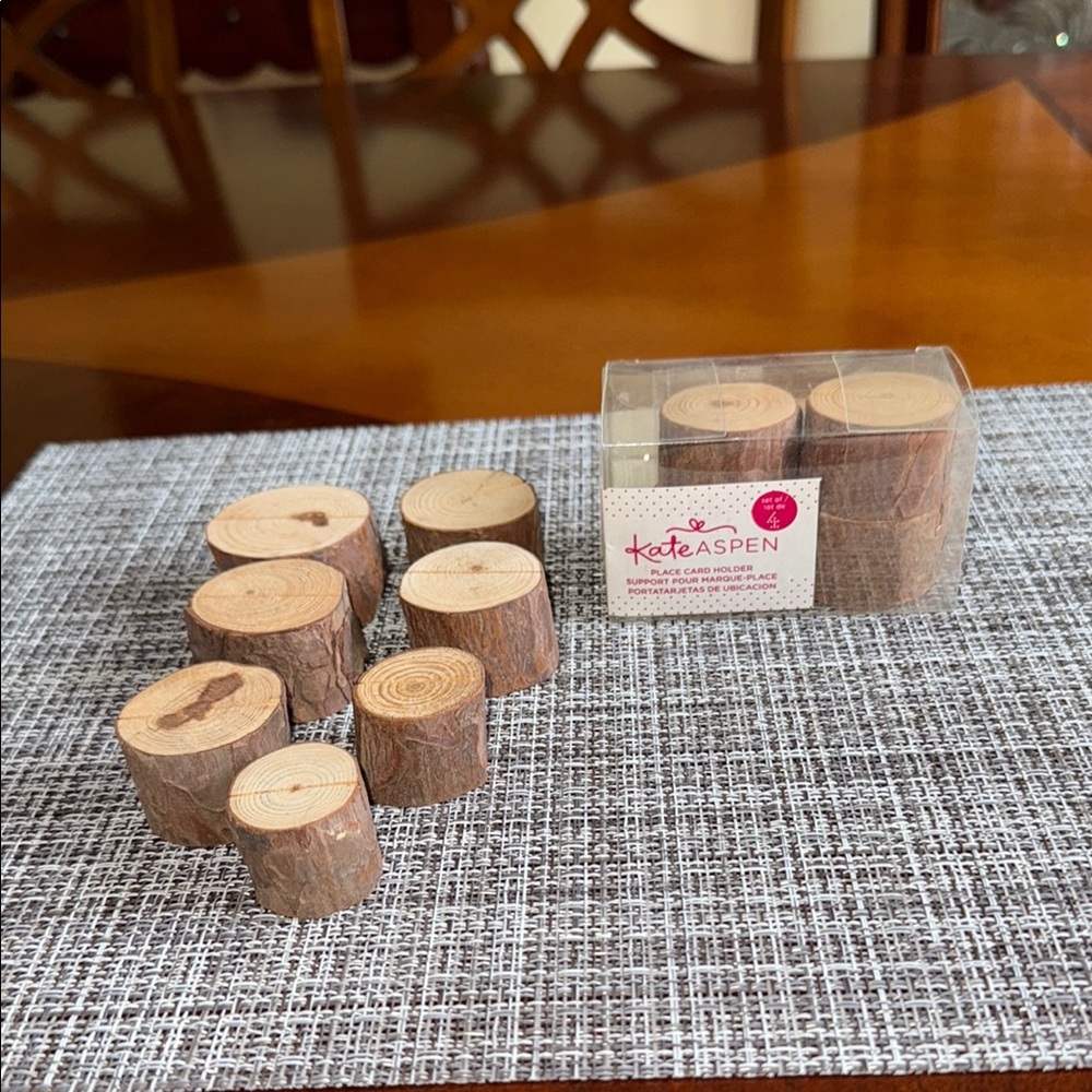 Kate Aspen Natural Wood Slice Place Card Holders